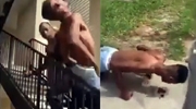 Skinny Black Crackhead Gets Choked Out Thrown Down Stairs Then Does Push Ups