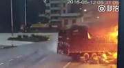 Two trucks collide