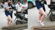 Girl Pinned In The Street By A Rebar