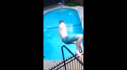Man falls on sharp fence and lands hard near the pool