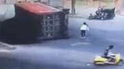 Truck Hits Couple On A Scooter Then Crushes Man To Death