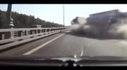 Blown off tire causes accident