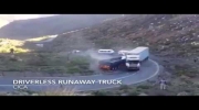 Truck flies down hill and smashes into another truck - Driver reportedly forgot to engage handbrake