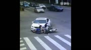 Couple on the bike smashed by car