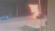 Bike turned into a fireball after hitting a car.