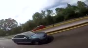Driver tries to race with bikers and gets in to a crash