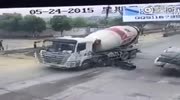 Rider escapes sure death under truck