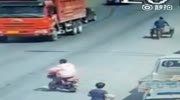 Rider gets run ove by truck