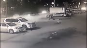 Toyota Hits Parked Car And Ends Up In Lorry