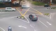 Rider plows into the car and makes salto