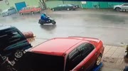 Typhoon Debris Strikes Scooter.