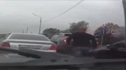 Angry driver wants a fight but changes his mind