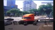 Truck smashes several riders