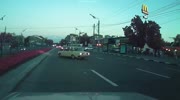 Idiot road rager gets instant karma
