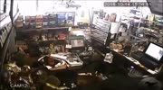 Robber Beating Store Clerk With Pipe