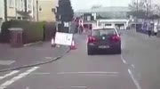 Car ibtentionally hits a guy pushing a bike