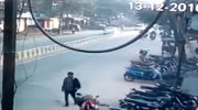 Couple of riders fall under the truck