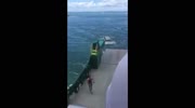 4WD rolls off the back of a ferry in Queensland.