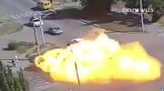 Car crash's into a Van Making a great fireball