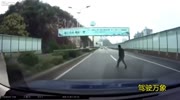 Car crashes into Jaywalking man on highway.