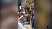 Bus gets empty fast with pepper spray and fists fly