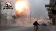 Shell explodes in the street