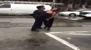 Black female cop loses control and attacks black girl