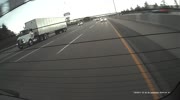 Semi-truck smashes into multiple cars while driver is fast asleep.