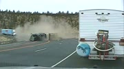 Truck tips in sharp corner