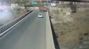 Out of Control Truck Falls from the Bridge