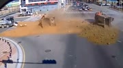 Two fully loaded Trucks collide