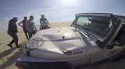 100ft Dirt bike dune jump landed onto Jeep wrangler hood