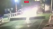 Crane truck driver escapes a second before a train destroys his vehicle