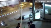 Biker hits railing and dies