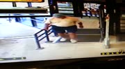 Man shits himself in front of grocery store.