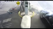 Car crashes to gas pump