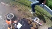 Bike catches fire after his dumb owner falls