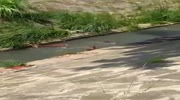 Man bathing in a sewer