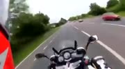 Speeding biker plows into the car head on