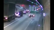 Truck crash in tunnel and burst into flames