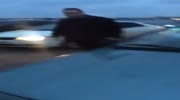 Angry driver destroys a car of a driver who dont let him leave accident place