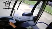 Girl leaves a bus