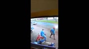 Girl narrowly escapes being crushed by truck