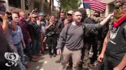 Trump Anti Trump clash in a battle of the flag.