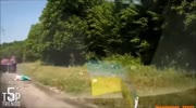 Car loses control, and driver..