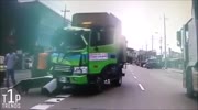 Two garbage trucks crash head on