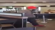 Crazy subject assaulting restaurant