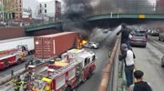 FDNY ARRIVES ON THE SCENE OF A FIERY CRASH ON A BROOKLYN EXPRESSWAY