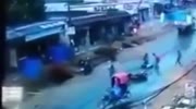 Motorcycle rider hit by truck