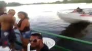 Party stopped by lost control boat